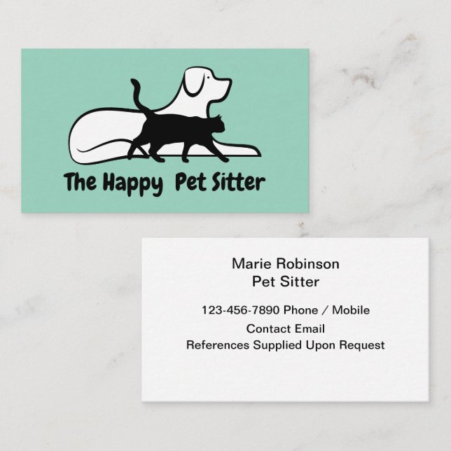 Cartes de visite Simple Thème Garde d'animaux (Devant / Derrière)