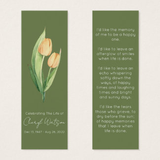 Cartes De Visite Simple Tulip Funeral Memorial Bookmark