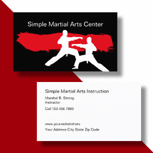 Cartes de visite simples d'arts martiaux