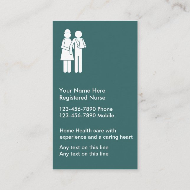 Cartes de visite simples et modifiables pour infir (Devant)