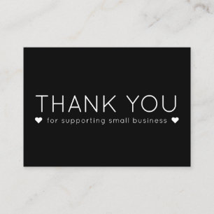 Cartes de visite simples modernes Merci Noir