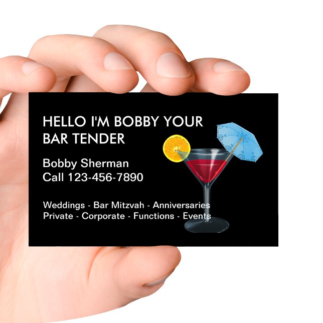 Cartes de visite simples pour barman (Créateur téléchargé)