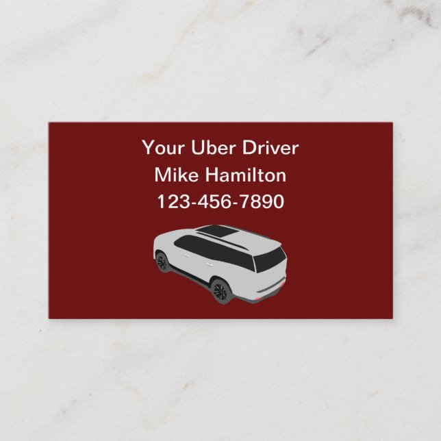 Cartes de visite simples pour chauffeur Uber (Devant)
