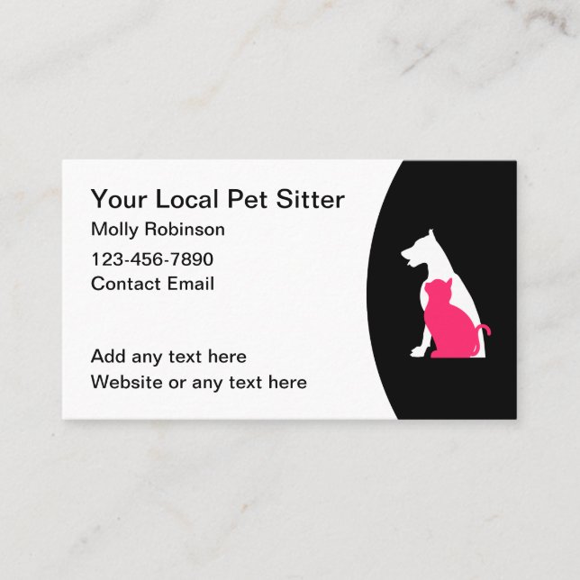 Cartes de visite simples pour gardien d'animaux (Devant)