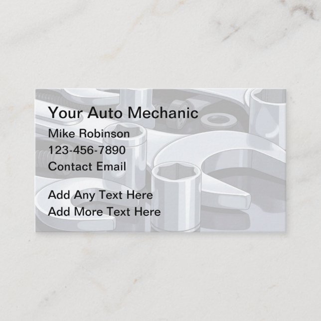 Cartes de visite simples pour mécanicien automobil (Devant)