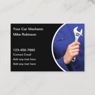 Cartes de visite simples pour mécanicien automobil