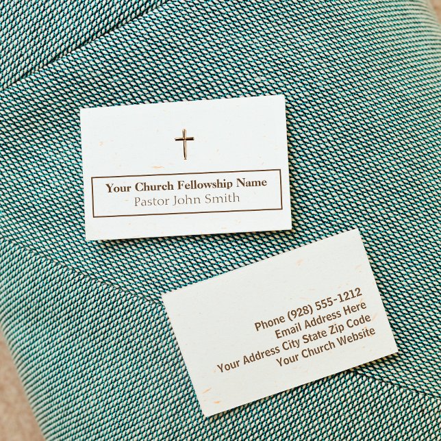 Cartes de visite simples pour pasteur d'église ave (Simple Gold Cross Church Pastor Business Cards)