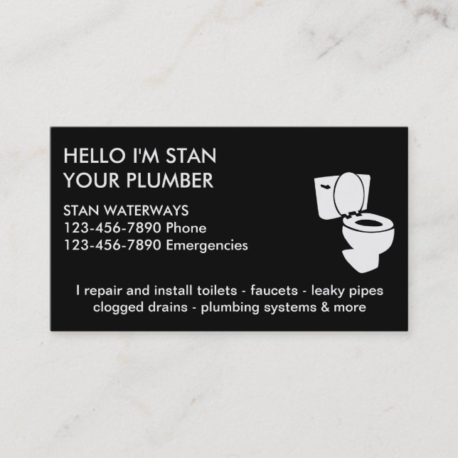 Cartes de visite simples pour plombier (Devant)