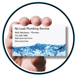 Cartes de visite simples pour plombier thème eau