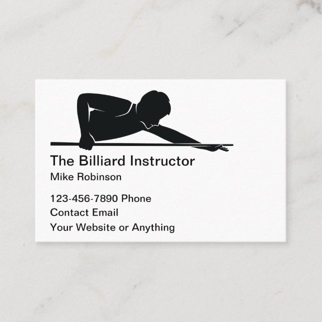 Cartes de visite simples pour professeur de billar (Devant)