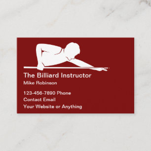 Cartes de visite simples pour professeur de billar
