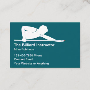 Cartes de visite simples pour professeur de billar