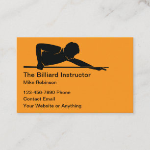 Cartes de visite simples pour professeur de billar