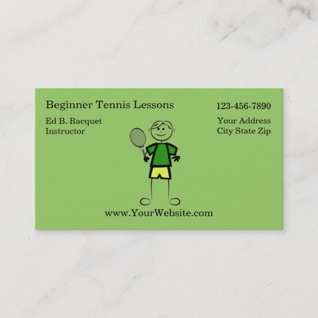 Cartes de visite simples pour professeur de tennis (Devant)