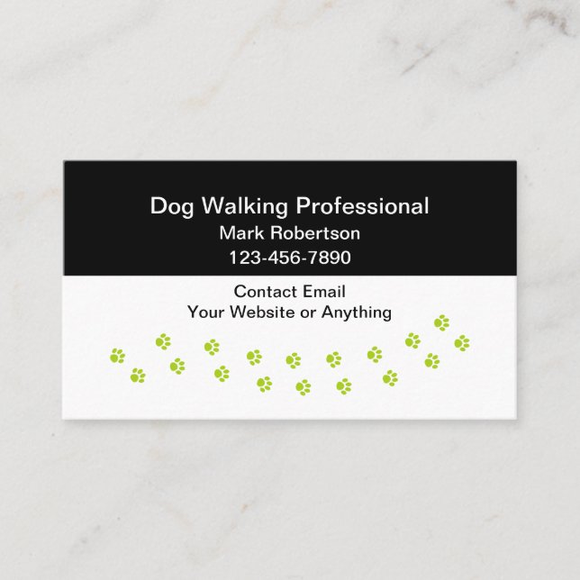 Cartes de visite simples pour promenade de chiens  (Devant)