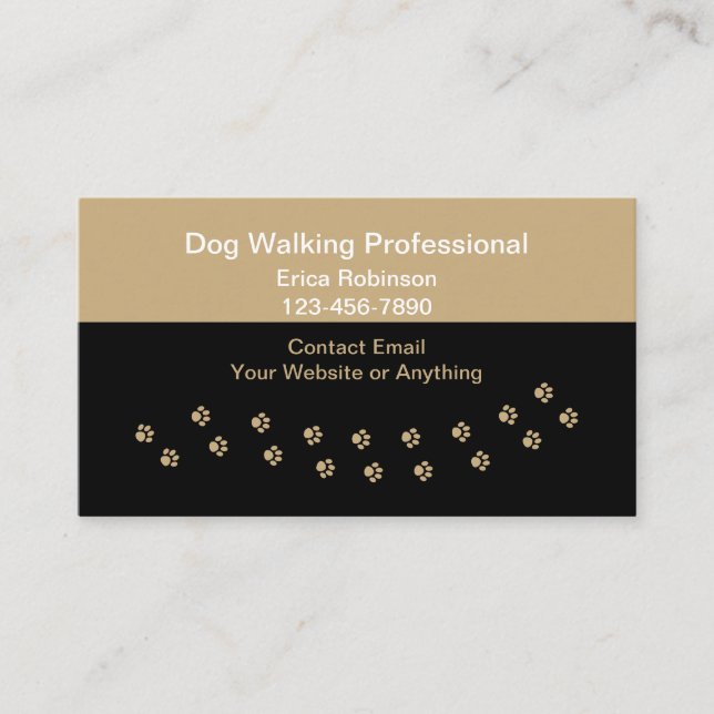 Cartes de visite simples pour promenade de chiens  (Devant)