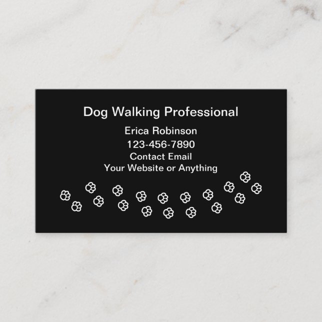 Cartes de visite simples pour promenade de chiens  (Devant)
