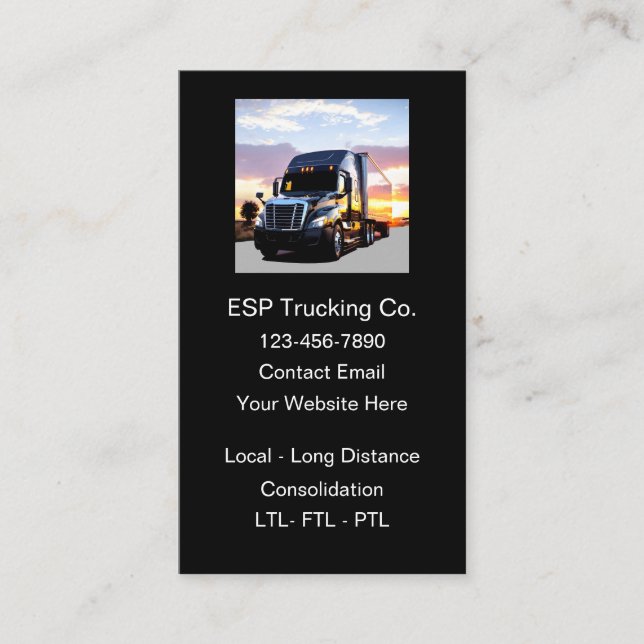 Cartes de visite simples pour services de camionna (Devant)
