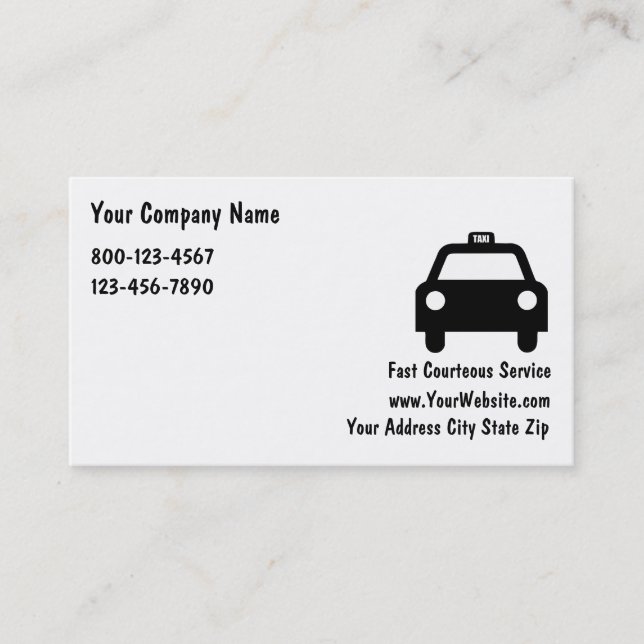 Cartes de visite simples pour taxi (Devant)