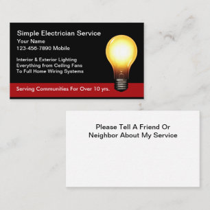 Cartes de visite simples pour un électricien