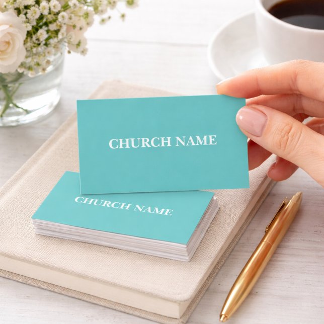 Cartes de visite simples sarcelle et blanc pour ég (Créateur téléchargé)