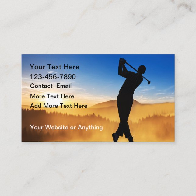 Cartes de visite simples sur le thème de golf pano (Devant)
