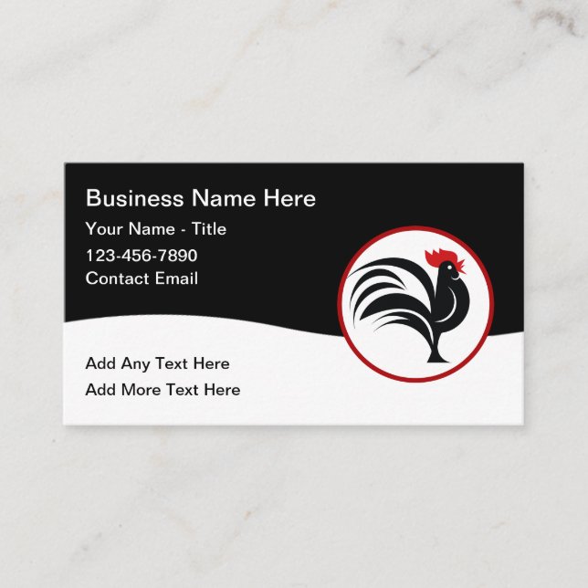 Cartes de visite simples thème Coq Entreprise Mode (Devant)