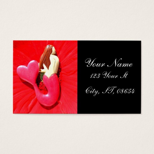 Cartes De Visite sirène à queue rouge (Devant)
