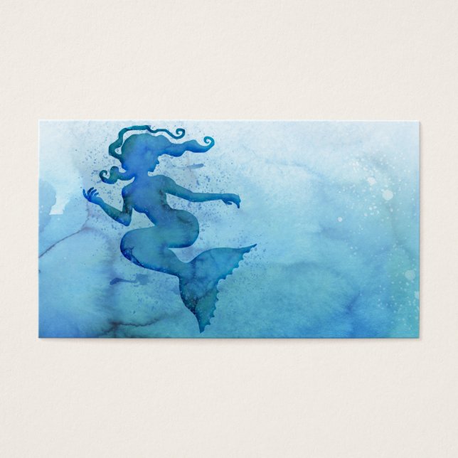 Cartes De Visite Sirène d'aquarelle bleu (Devant)