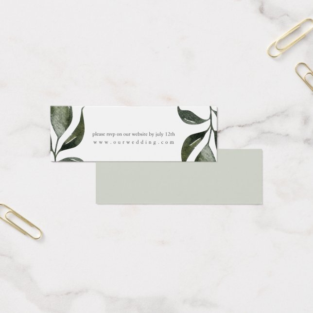 Cartes De Visite Site de Mariages Feuille Sage Green RSVP (Bureau)