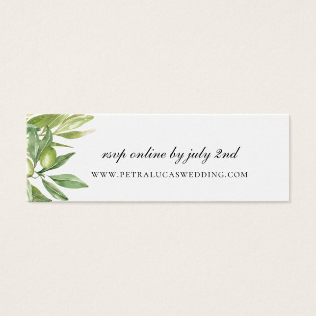 Cartes De Visite Site du Mariage Olive Greenery RSVP (Devant)