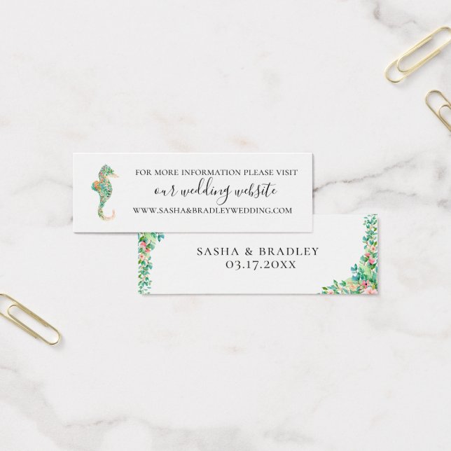 Cartes De Visite Site Mariage Botanique Island Seahorse (Bureau)
