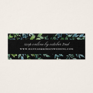 Cartes De Visite Site Mariage de Botanical Greenery Black RSVP