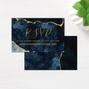 Cartes De Visite Site Mariage en or bleu marine RSVP Insérer des ca