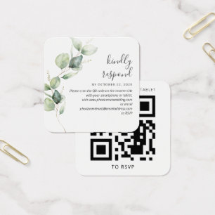 Cartes De Visite Site Mariage Eucalyptus Green Code QR RSVP