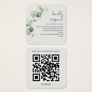 Cartes De Visite Site Mariage Eucalyptus Green Code QR RSVP