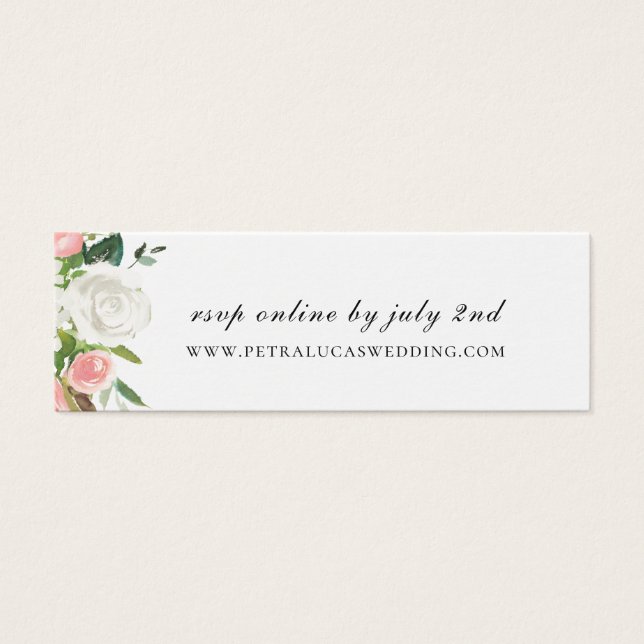 Cartes De Visite Site Mariage Floral rose et blanc RSVP (Devant)