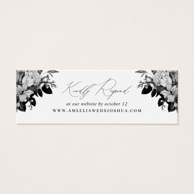 Cartes De Visite Site Mariage industriel Chic Floral RSVP White (Devant)