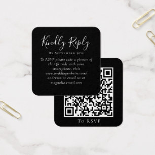 Cartes De Visite Site Mariage noir QR Code RSVP