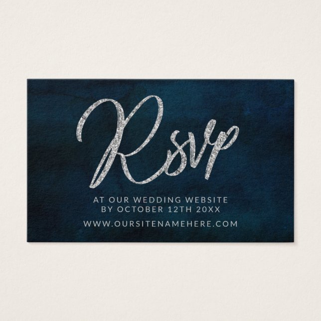 Cartes De Visite Site Web de la Marine Luster Blue Mariage RSVP Ins (Devant)