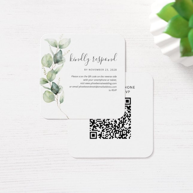 Cartes De Visite Site web de mariage avec code QR pour RSVP et enca (Bureau)
