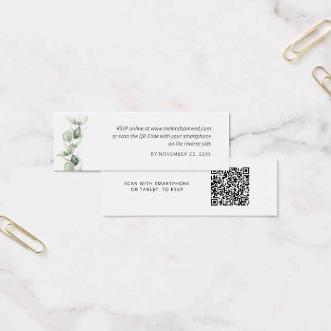 Cartes De Visite Site web de mariage avec code QR pour RSVP et enca (Bureau)