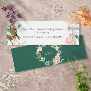 Cartes De Visite Site Web de Mariage Couronne de Rose Sauvage RSVP