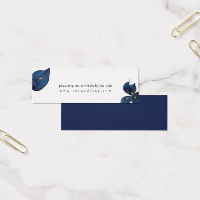 Cartes De Visite Site web moderne Deep Indigo Blue Mariage RSVP (Bureau)