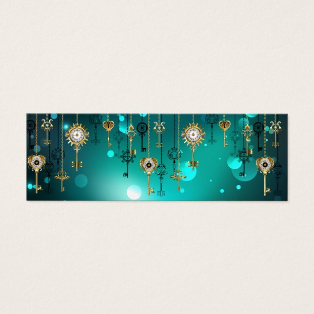 Cartes De Visite Skeleton Keys on Green Background (Devant)