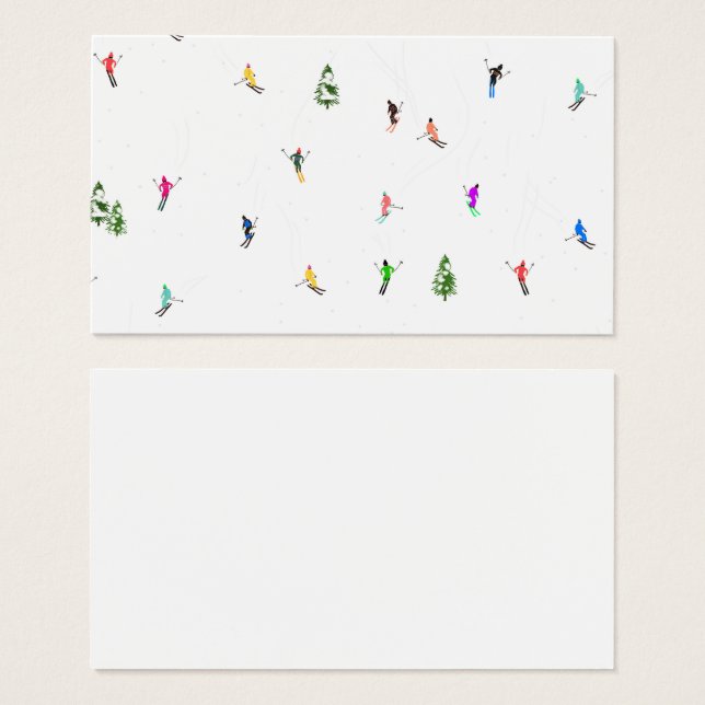 Cartes De Visite Ski alpin d'hiver Ski Ski Ski Motif (Devant & derrière)