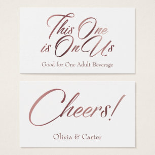 Cartes De Visite Slim, Bold, Elegant Rose Gold Script Drink Billets