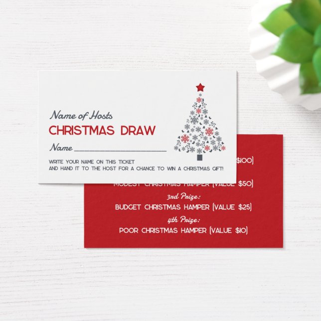 Cartes De Visite Snowflake Tree, Noël Party Raffle Billets (Bureau)