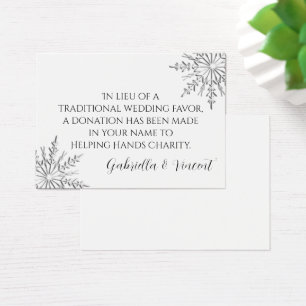 Cartes De Visite Snowflake Winter Wedding Charity Favor Card