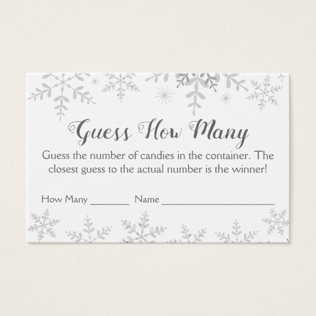 Cartes De Visite Snowflakes d'hiver Baby shower Devinez combien de  (Devant)
